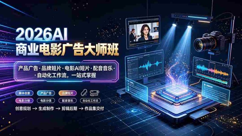 (19303期)2026AI商业电影广告大师班:产品广告·品牌短片·电影AI短片·配音音乐·自动化工作流,一站式掌握-有道网创
