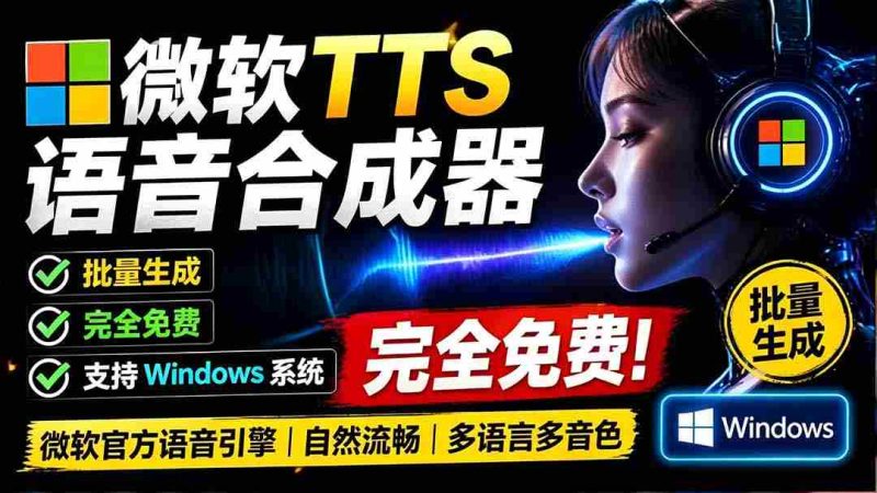 (19494期)微软 TTS 免费语音配音生成器,完全免费,支持多语音、多音色选择,Windows系统专用 TTS语音合成器-有道网创