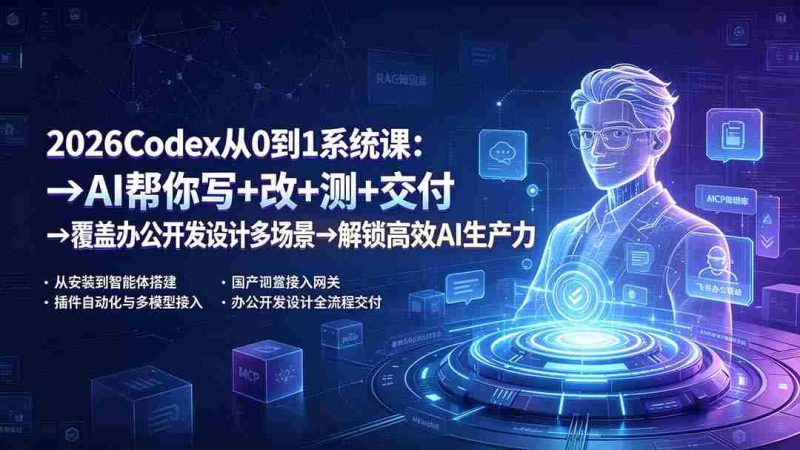 (19461期)2026Codex从0到1系统课:→AI帮你写+改+测+交付→覆盖办公开发设计多场景→解锁高效AI生产力-有道网创