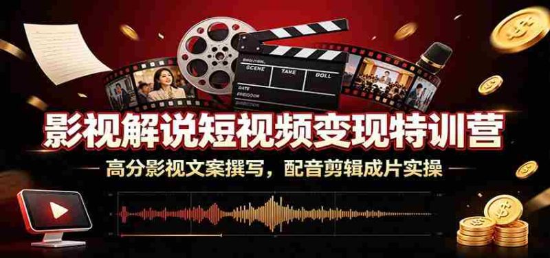 影视解说短视频变现特训营:高分影视文案撰写,配音剪辑成片实操-有道网创