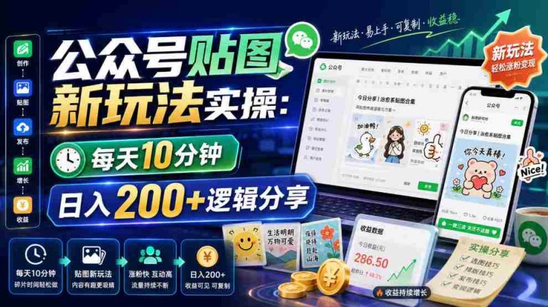 公众号贴图新玩法实操,每天10分钟,日入200+逻辑分享-有道网创