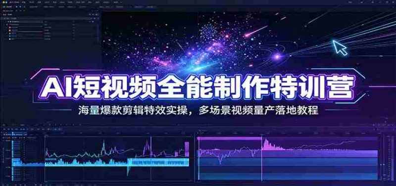 AI短视频全能制作特训营:海量爆款剪辑特效实操,多场景视频量产落地教程-有道网创