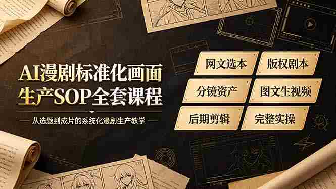 (19401期)AI漫剧标准化画面生产SOP全套课程-更新,网文选本版权剧本分镜资产全覆盖,图文生视频后期剪辑完整实操教学-有道网创