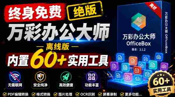 官网于已正式停服下架!现在离线版成了终身免费版,内置60+实用工具,万彩办公大师离线版OfficeBox-有道网创