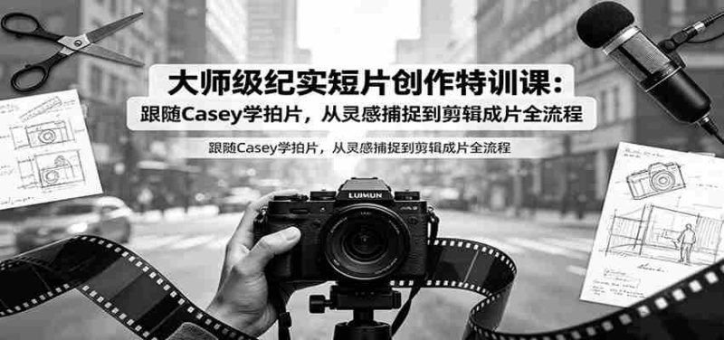 大师级纪实短片创作特训课:跟随Casey学拍片,从灵感捕捉到剪辑成片全流程-有道网创