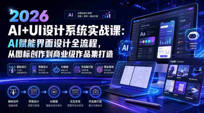 2026 AI+UI设计系统实战课:AI赋能界面设计全流程,从图标创作到商业级作品集打造-有道网创