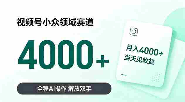 视频号小众领域赛道,月入4k+当天见收益,全程Ai操作,解放双手!【揭秘】-有道网创