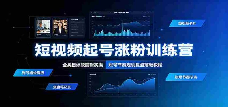 短视频起号涨粉训练营:全类目爆款剪辑实操,账号节奏规划复盘落地教程-有道网创
