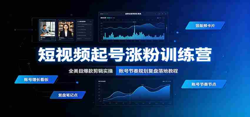 短视频起号涨粉训练营：全类目爆款剪辑实操，账号节奏规划复盘落地教程-有道网创