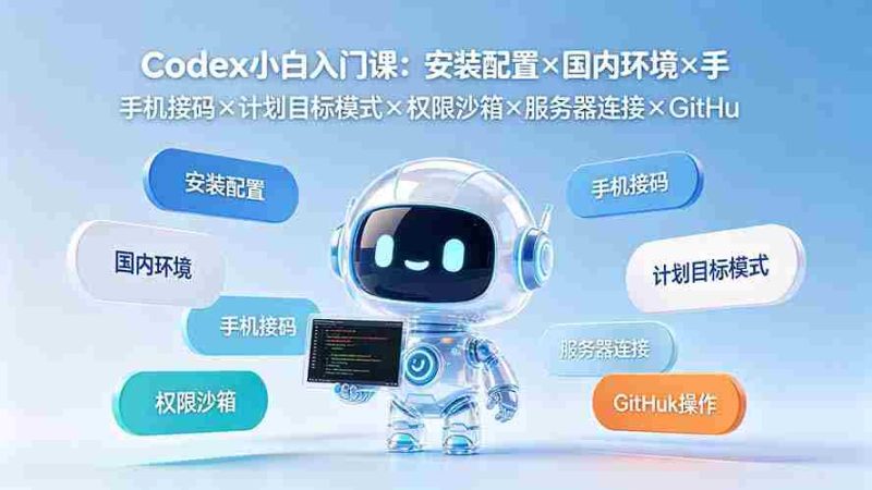 (19402期)Codex小白入门课:安装配置×国内环境×手机接码×计划目标模式×权限沙箱×服务器连接×GitHub操作-有道网创
