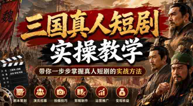 三国真人短剧实操教学,带你一步步掌握真人短剧的实战方法-有道网创