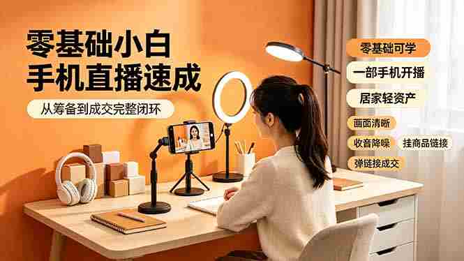 (19231期)零基础小白手机直播速成,从筹备到成交完整闭环,适配苹果安卓系统,解决杂音卡顿留人难问题-有道网创