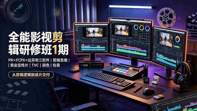 (19451期)全能影视剪辑研修班1期-无水印:PR×FCPX×达芬奇三软件×剪辑思维×商业宣传片×TVC×调色×包装,全链路系统课-有道网创