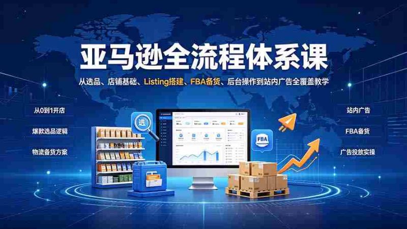 (19409期)亚马逊全流程体系课:从选品、店铺基础、Listing搭建、FBA备货、后台操作到站内广告全覆盖教学-有道网创