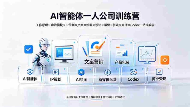 （19502期）AI智能体一人公司训练营：工作原理×功能模块×IP策划×文案×绘画×设计×运营×算法×直播×Codex一站式教学-有道网创