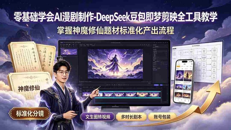 (19263期)零基础学会AI漫剧制作-DeepSeek豆包即梦剪映全工具教学,掌握神魔修仙题材标准化产出流程-有道网创