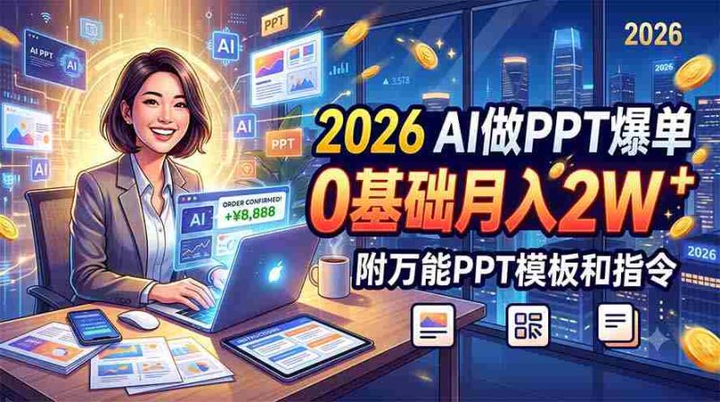 (19284期)2026 AI做PPT爆单,0基础月入2W,附万能PPT模板和指令-有道网创