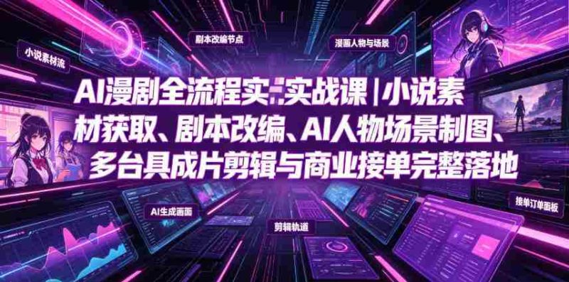 AI漫剧全流程实战课|小说素材获取、剧本改编、AI人物场景制图、多工具成片剪辑、平台付费变现与商业接单完整落地-有道网创