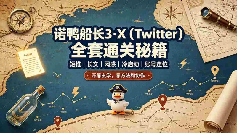(19215期)诺鸭船长3·X(Twitter)全套通关秘籍,短推、长文、网感、冷启动、账号定位,不靠玄学,靠方法和协作-有道网创