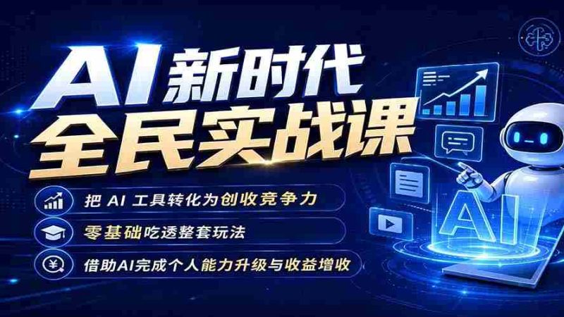 （19519期）AI新时代全民实战课，把 AI 工具转化为创收竞争力，零基础吃透整套玩法，借助AI完成个人能力升级与收益增收。-有道网创