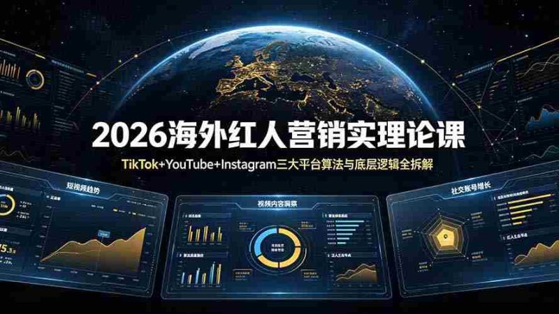 (19126期)2026海外红人营销实理论课:TikTok+YouTube+Instagram三大平台算法与底层逻辑全拆解-有道网创