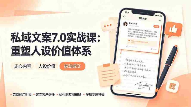(19313期) 私域文案实战课7.0:重塑人设价值体系|-告别硬广推销×走心内容×自我价值塑造,实现被动成交-有道网创