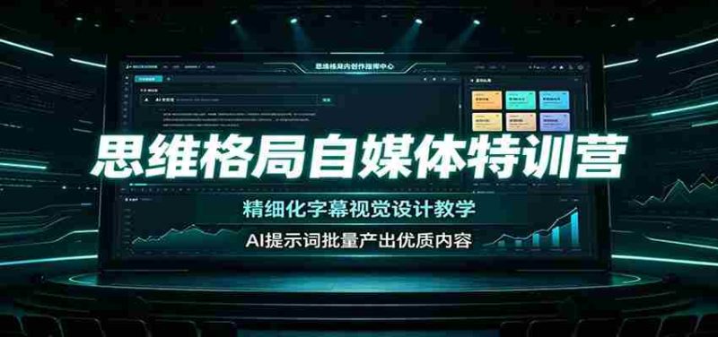 思维格局自媒体特训营:精细化字幕视觉设计教学,AI提示词批量产出优质内容-有道网创