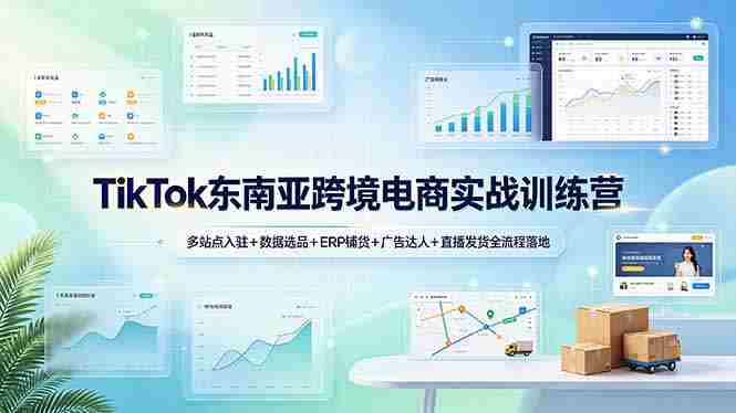(19155期)TikTok东南亚跨境电商实战训练营:多站点入驻+数据选品+ERP铺货+广告达人+直播发货全流程落地-有道网创