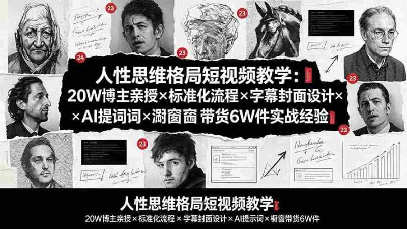 （19538期）人性思维格局短视频教学：20W博主亲授×标准化流程×字幕封面设计×AI提示词×橱窗带货6W件实战经验-有道网创