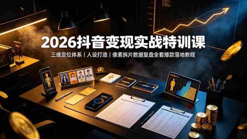 (19419期)2026抖音变现实战特训课:三维定位体系|人设打造|像素拆片数据复盘全套爆款落地教程-有道网创