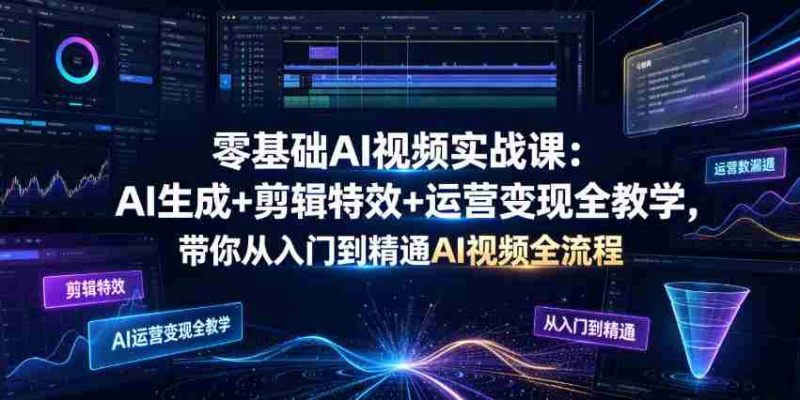 零基础AI视频实战课:AI生成+剪辑特效+运营变现全教学,带你从入门到精通AI视频全流程-有道网创