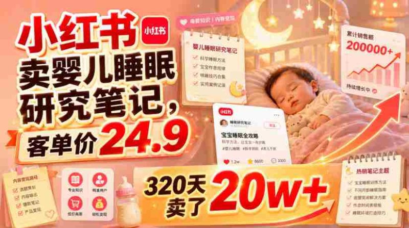小红书卖婴儿睡眠研究笔记,客单价24.9,320天卖了20w+-有道网创