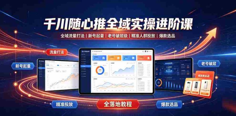 千川随心推全域实操进阶课|全域流量打法、新号起量、老号破层级、精准人群投放、爆款选品全落地教程-有道网创