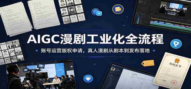 AIGC漫剧工业化全流程:账号运营版权申请,真人漫剧从剧本到发布落地-有道网创