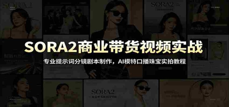 SORA2商业带货视频实战:专业提示词分镜剧本制作,AI模特口播珠宝实拍教程-有道网创