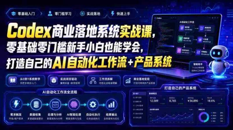 Codex商业落地系统实战课,零基础零门槛新手小白也能学会,打造自己的AI自动化工作流+产品系统-有道网创