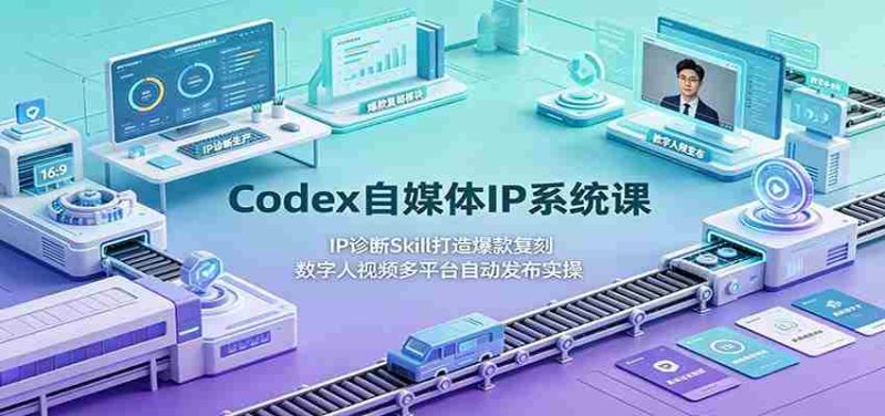 Codex自媒体IP系统课:IP诊断Skill打造爆款复刻,数字人视频多平台自动发布实操-有道网创