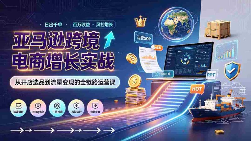 (19308期)亚马逊0-1孵化特训营8期:从注册风控到稳定日出千单实战,规避审核封店风险,标准化执行流程落地-有道网创