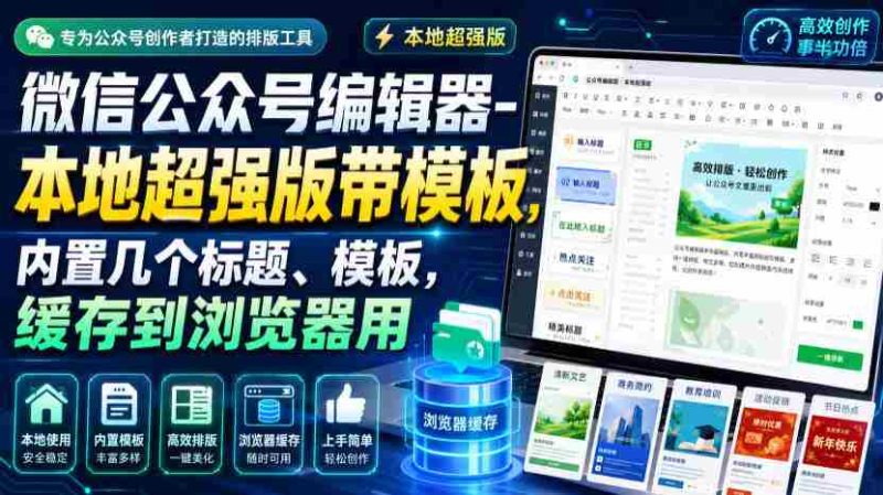 微信公众号编辑器-本地超强版带模板,内置几个标题、模板,缓存到浏览器用-有道网创