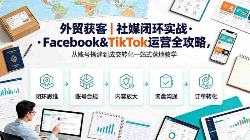 (19526期)外贸获客|社媒闭环实战·Facebook&TikTok运营全攻略,从账号搭建到成交转化一站式落地教学-有道网创