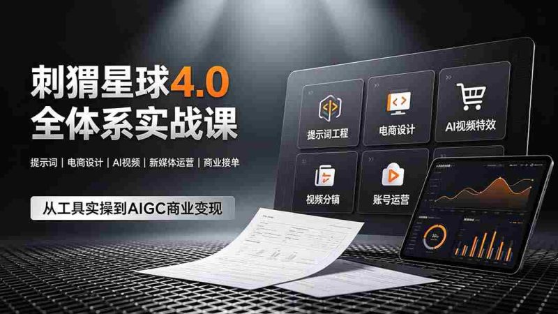 (19224期)刺猬星球4.0全体系实战课,覆盖提示词工程、电商设计、AI视频特效与新媒体运营,一站式掌握AIGC商业核心技能-有道网创