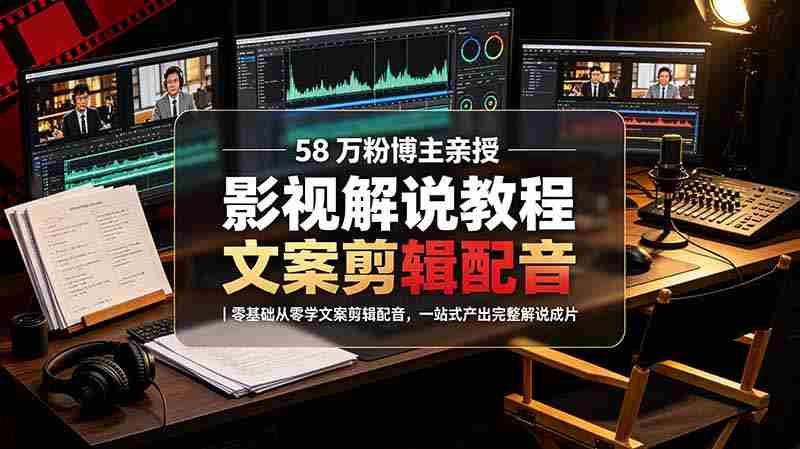 (19160期)58 万粉博主荧幕春秋亲授影视解说教程|零基础从零学文案剪辑配音,一站式产出完整解说成片-有道网创