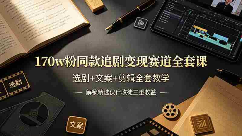 (19168期)170w粉博主同款追剧变现赛道全套课-更新,选剧+文案+剪辑全套教学,解锁精选伙伴收徒三重收益-有道网创