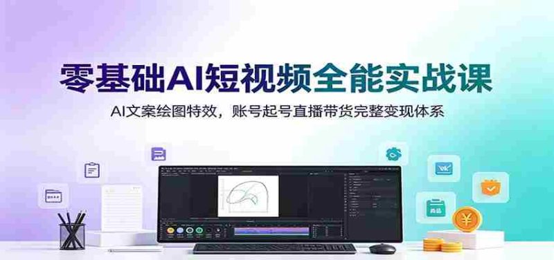 零基础AI短视频全能实战课:AI文案绘图特效,账号起号直播带货完整变现体系-有道网创