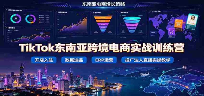TikTok东南亚跨境电商实战训练营:开店入驻数据选品ERP运营,投广达人直播实操教学-有道网创