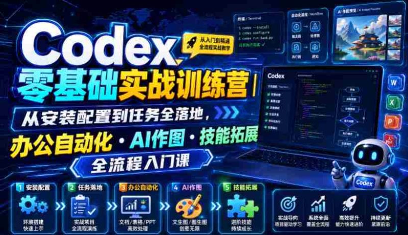 Codex零基础实战训练营|从安装配置到任务全落地,办公自动化・AI作图・技能拓展全流程入门课-有道网创