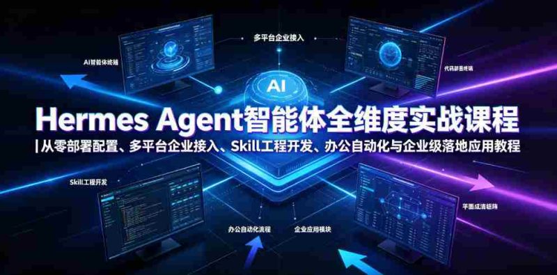 Hermes Agent智能体全维度实战课程|从零部署配置、多平台企业接入、Skill工程开发、办公自动化与企业级落地应用教程-有道网创