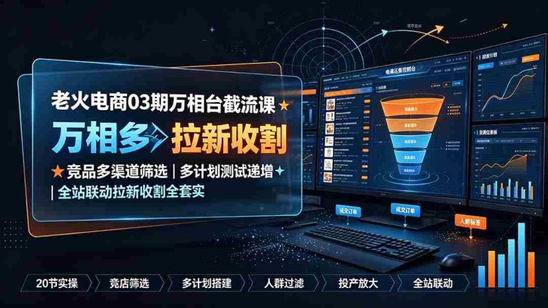 (19431期)老火电商03期万相台截流课:竞品多渠道筛选|多计划测试递增|全站联动拉新收割全套实操教学-有道网创