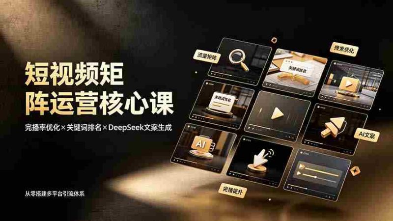 (19259期)短视频矩阵运营核心课:完播率优化×关键词排名×DeepSeek文案生成,从零搭建多平台引流体系-有道网创