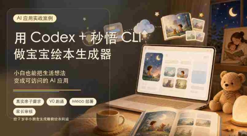 AI应用实战案例,用Codex+秒悟CLl做宝宝绘本生成器,小白也能把生活想法变成可访问的AI应用-有道网创